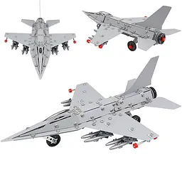 Конструктор металевий для дітей Винищувач «F-16» ТехноК 430 деталей - мініатюра 2