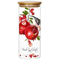 Банка для зберігання Galleryglass Fruits&Birds скляна з бамбуковою кришкою 1 л (85006369)