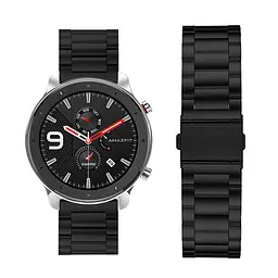 Ремінець сталевий BeWatch 20 мм для Amazfit GTR 42мм/GTS BIP lite Чорний (1110401) - мініатюра 3