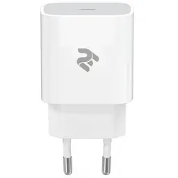 Зарядний пристрій 2E USB-C Wall Charger PD3.0 DC5V/3A, 20W, white (2E-WC1USBC20W-W) - мініатюра 1