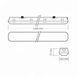 LED світильник IP65 лінійний під лампу 2хТ8 VIDEX 1,2М 220V - мініатюра 13