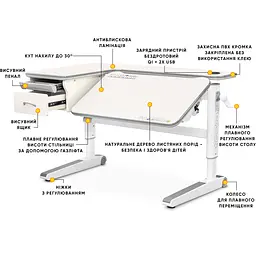 Дитячий стіл Mealux Woodville Multicolor TG Energy (арт.BD-850 TG/MC Energy) - мініатюра 4