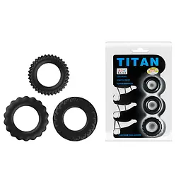 Ерекційні кільця Titan Cock Ring Set Blue чорні