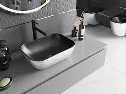 Умивальник Mexen Rita silver brushed black matt накладний MEX-21084573, Хром - мініатюра 2