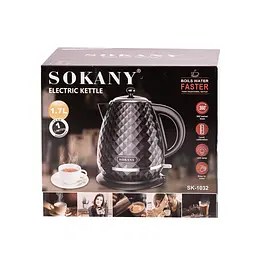 Електрочайник побутовий Sokany SK-1032B 1.7 л дисковий з автовідключенням 2200 Вт Чорний - мініатюра 3