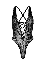 Leg Avenue Floral lace thong teddy OS Black One size - мініатюра 4