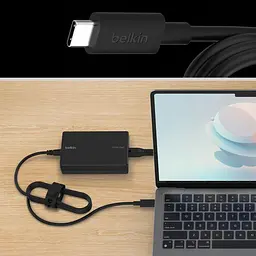 Зарядний пристрій BELKIN 100Вт USB-С GAN PD PPS, кабель USB-C 2м, чорний OEM (INC016VFBK) - мініатюра 5