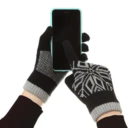 Рукавички ArmorStandart Touch Gloves Snowflake с орнаментом Black (ARM59993) - мініатюра 3