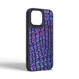 Кожаный чехол для Apple iPhone 14 Pro Max, Harder Kaiju Skin, синий, термополиуретан ТПУ + экокожа с эффектом текстуры монстра, панель, защита корпуса, противоударный, микрофибра, рамка вокруг камеры, защита всего корпуса, (ARM76865) - мініатюра 2