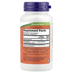 Натуральна добавка NOW Panax Ginseng 500 mg, 100 вегакапсул - мініатюра 2