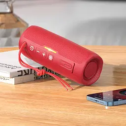Портативна bluetooth колонка Hoco HC16 TWS з LED підсвічуванням червоний - мініатюра 2