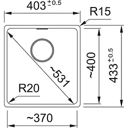 Кухонна мийка Franke Maris, фраграніт, прямокутник, без крил, 403х433х200мм, чаша - 1, монтаж під стільницю, MRG 110-37, сірий сланець - мініатюра 2