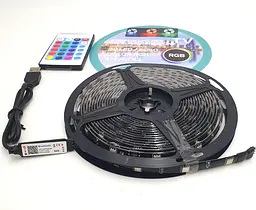 Стрічка світлодіодна RGB 5050 з пультом та Bluetooth управління з телефону від USB для фонового підсвічування у силіконі UKC 5 метрів - мініатюра 2