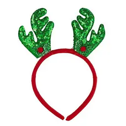 Новорічний обідок "Оленячі ріжки" 2511(Green) 16,5х14,5 см