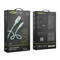 Кабель для заряджання та обміну даними USB Yoki YK-SI50 SILICONE Series USB/Lightning 12W 2.4A/5V 1.2 м Зелений - мініатюра 2