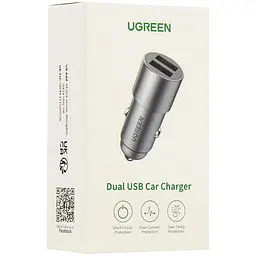 Автомобільний адаптер - зарядний Ugreen CD130 24 W 2 порти USB-A (50592) алюмінієвий - мініатюра 7