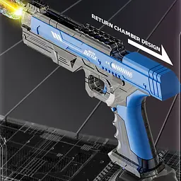 Водяний акумуляторний пістолет Water Gun 66-35 (500ml) with lithium battery Transparent blue - мініатюра 3