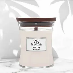 Свічка Woodwick White Teak Medium Біле тикове дерево 275 г (92039E) - мініатюра 2