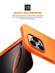 Силиконовый чехол с MagSafe для Apple iPhone 16 Pro Max, ICON2 MagCase, оранжевый, противоударный, панель с мягкой подкладкой, защита всего корпуса, поддержка беспроводной зарядки, совместим с защитными стеклами и пленками, ArmorStandart (ARM89280) - мініатюра 5