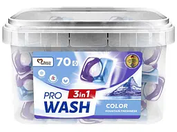 Капсули для прання PRO WASH 70шт Гірська свіжість (контейнер з ручкою)