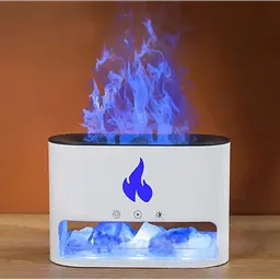 Лампа зволожувач повітря Docsal Flame 3в1 з ультразвуковим зволоженням і соляним камінням Білий - мініатюра 6