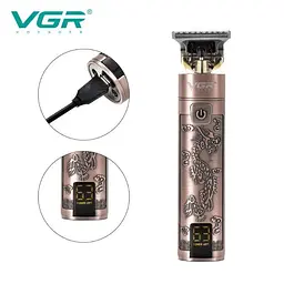 Машинка для стрижки та тример для бороди VGR V-076 акумуляторна з LED-дисплеєм - мініатюра 3