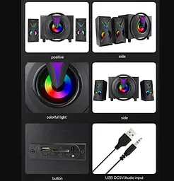 Компьютерные колонки 2.1 Kisonli TM1000U, Bluetooth, AUX, 5W+2x3W - мініатюра 4