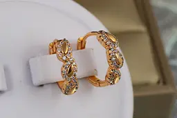Сережки кільця Хuping Jewelry тріо 1.6 см золотисті - мініатюра 2