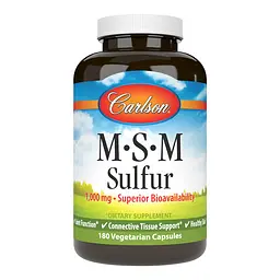 Препарат для суглобів і зв'язок Carlson Labs MSM Sulfur 1000 mg, 180 вегакапсул