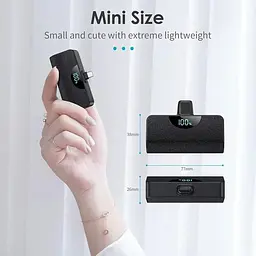Портативний зарядний пристрій міні USB-C 5200 мАг ультракомпактний РК-екран резервний - мініатюра 3