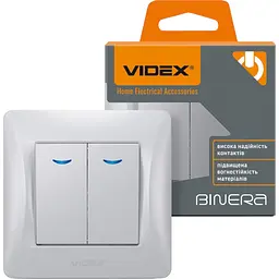 Вимикач двоклавішний Videx Binera з підсвіткою срібний шовк 1 шт. - мініатюра 4