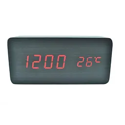 Світлодіодний годинник Wooden Clock VST-862 цифровий з червоним підсвічуванням чорний