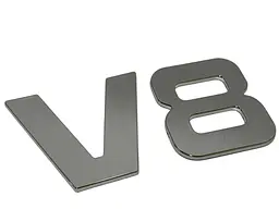 Емблема напис V8 Хром велика для Фур (V - 116х106мм / 8 - 106х89мм) пластик на скотчі