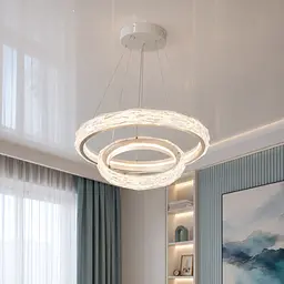 Підвісна LED-люстра Diasha MD3528/600+400CG шампань, 2 кільця, 90 Вт, 60 см, 14-20m2