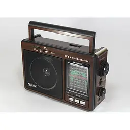 Радіоприймач-колонка коричневий на акумуляторі MP3 GOLON RX 9966UAR - мініатюра 3