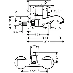 Змішувач для ванни Hansgrohe Metropol Classic 31340000 Хром - мініатюра 2