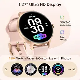 Жіночий AMOLED смарт-годинник Yoever з Bluetooth дзвінками та двома ремінцями - мініатюра 4