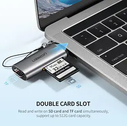 Кардрiдер Ugreen CM184 USB-C TF + SD Card Reader  (50704) - мініатюра 2