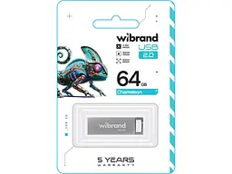 Флешка Wibrand 64 GB Chameleon Silver USB 2.0 (WI2.0/CH64U6S) - мініатюра 2