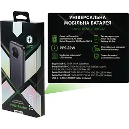Батарея універсальна Vinga 10000 мА·год 22.5 Вт дисплей чорна (VPBB1022) - мініатюра 8