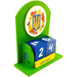 Вічний календар Квітуча Україна дерев'яний розписано вручну 15.5х14.2х6 см - мініатюра 3