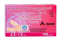 Пластир бактерицидний медичний Igar на бавовняній основі 7,6 х 2,5 см класичний 100 шт. - мініатюра 1