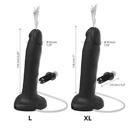 Закінчуючий фалоімітатор Strap-On-Me SQUIRTING CUM DILDO REALISTIC Black L - мініатюра 3