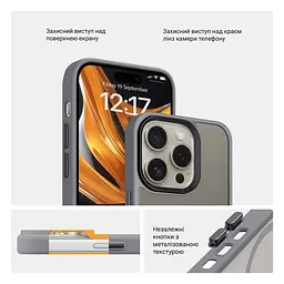 Чехол для Apple iPhone 14 Pro, Uniq MagCase, серый, противоударный, панель-накладка с MagSafe, ударопрочный TPU+PC, с магнитом MagSafe, поддержка полноценной беспроводной зарядки, ArmorStandart (ARM75282) - мініатюра 3