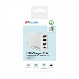 Зарядний пристрій Verbatim USB 30W PD3.0 4-ports white (49701) - мініатюра 8