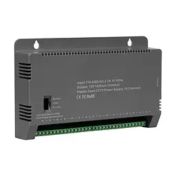 Блок живлення Kraft KRF-1216B (16CH) 200W, 16 каналів навантаження, 12V/1A на 1 канал, з регулятором напруги для компенсації довжини кабелю (43-00146) - мініатюра 3