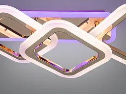 Люстра стельова LED Diasha HA8160/2+2G, 60W, 3200K-6500K, золото, геометричний дизайн для дому - мініатюра 5