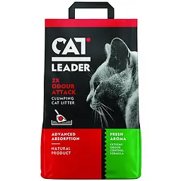 Cat Leader Clumping 2xOdour Attack Fresh 5 кг подвійна свіжість ультракомкувальний наповнювач у котячий туалет