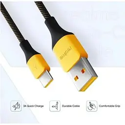 Кабель Data Cable Fast Charging 27W / 3A 1m USB на Type-C / USB-C для Realme (RMW2189) yellow - мініатюра 3