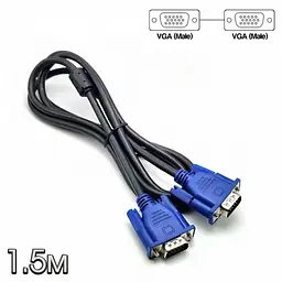 Кабель VGA-VGA 15 PIN папа-папа 1.5 м, подовжувач з феритовими фільтрами для монітора, проєктора, ПК - мініатюра 2